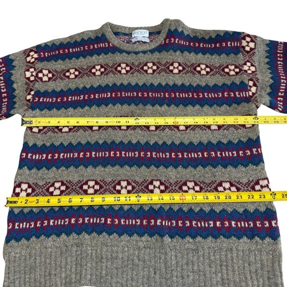 Vtg 80s Bancroft New York Sweater 100% Shetland Wool Hong Kong Men's L Preppy - Picture 6 of 8